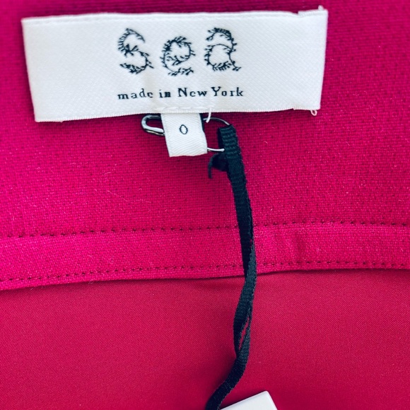 NWT! sea NY Wool Traditions A-Line Zip Skirt FUCHSIA Contrast red satin lining 0 - Picture 11 of 14